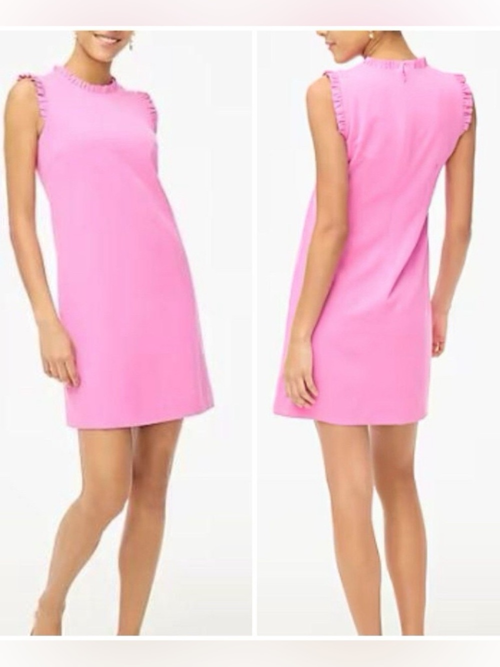 J. Crew Pink Ruffle-Trim Sleeveless Shift Dress